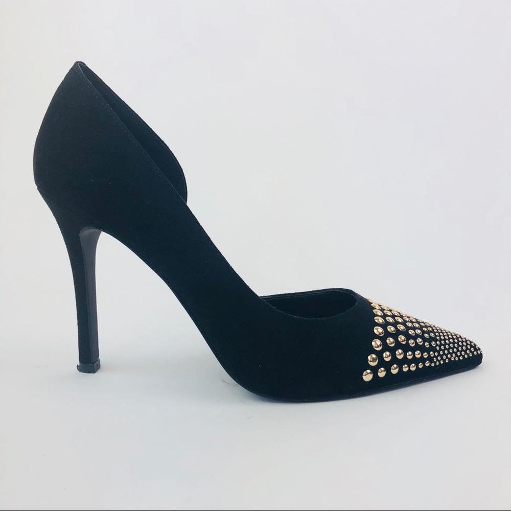 BCBGeneration PL-Ttrilda Black Studded Suede Heels